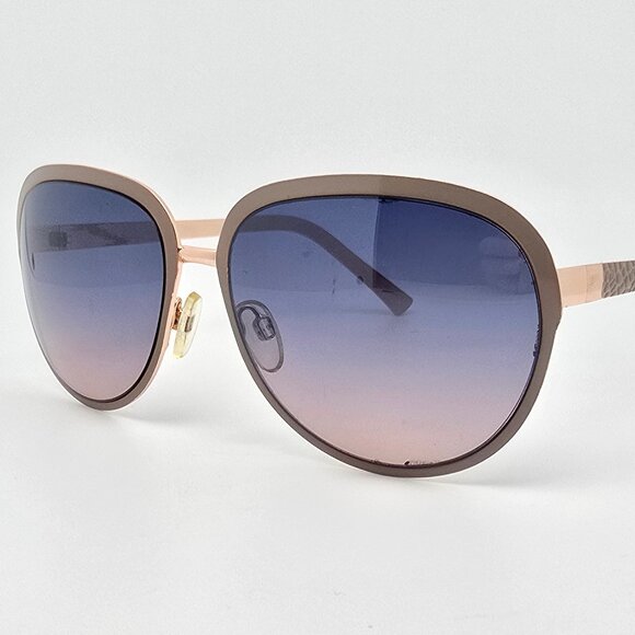 Tahari TH753 Taupe Rose Gold Frame Silver Mirror Blue Pink Fade Lens Sunglasses - Picture 1 of 12